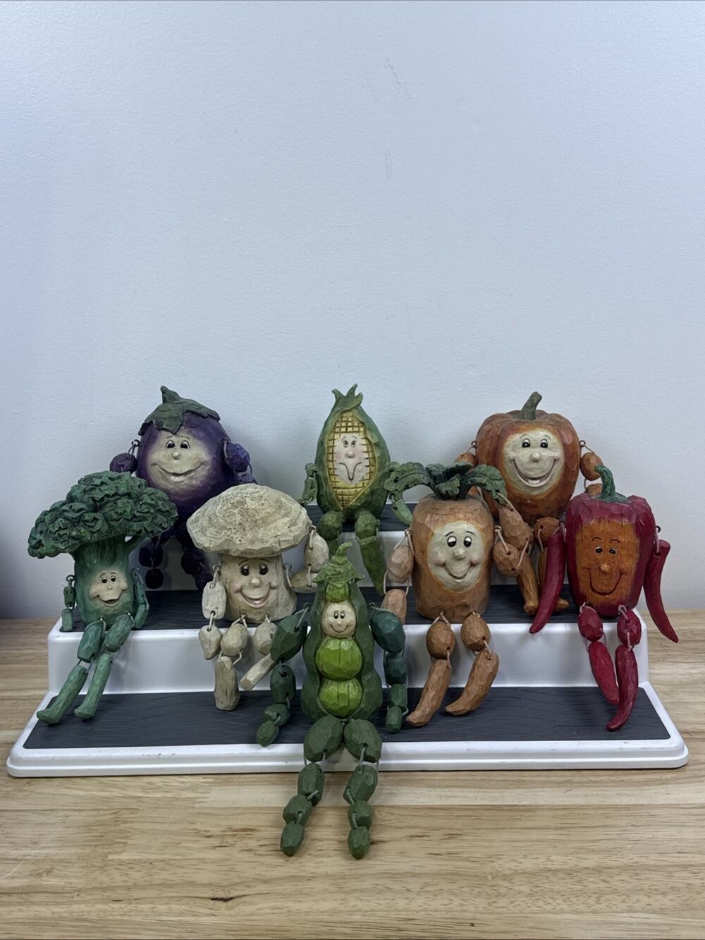 Lot Of 8 Vintage Anthropomorphic Vegetable & Fruit Dangle Shelf Sitters 1980’s